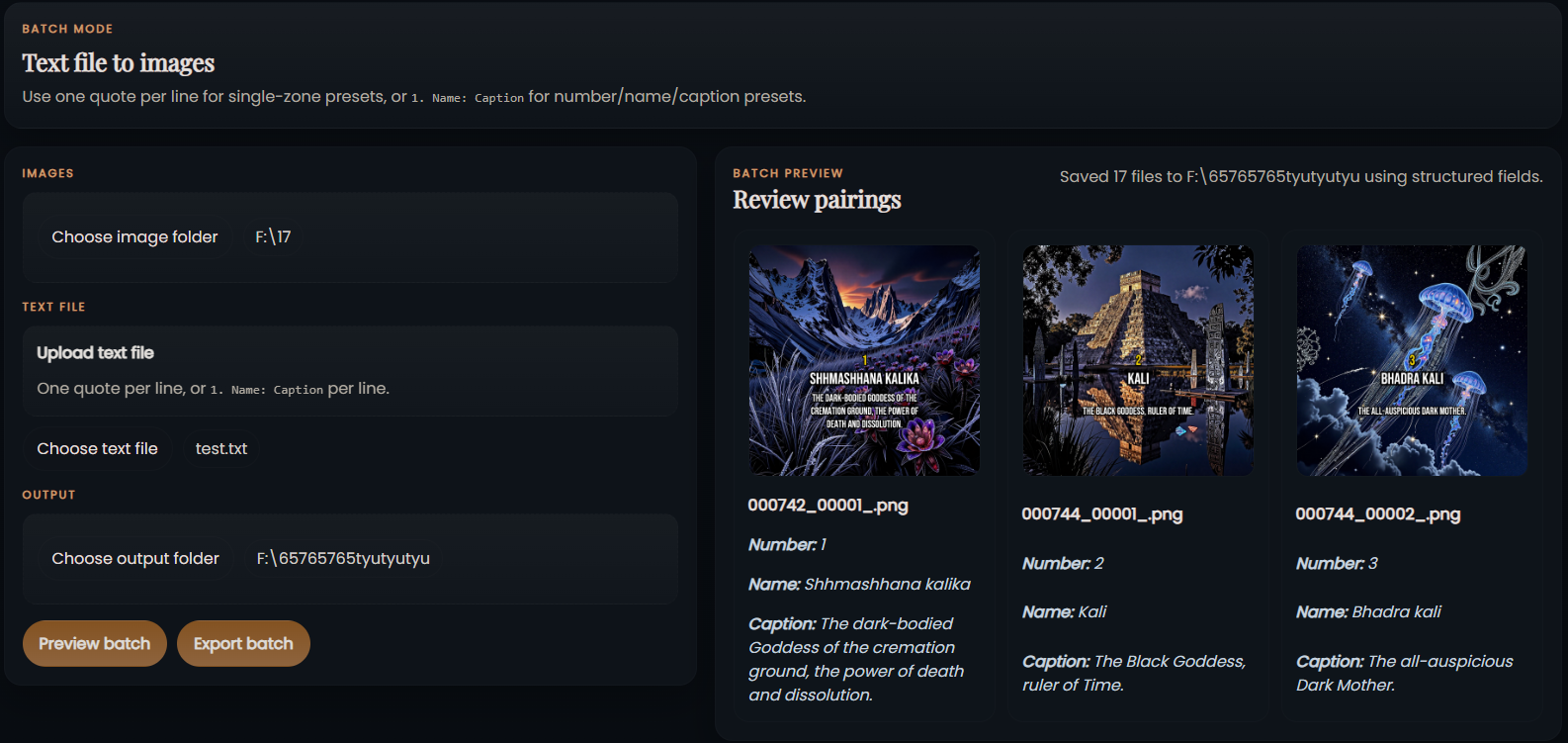 OfflineGram Composer batch mode using preset 3 structured text
